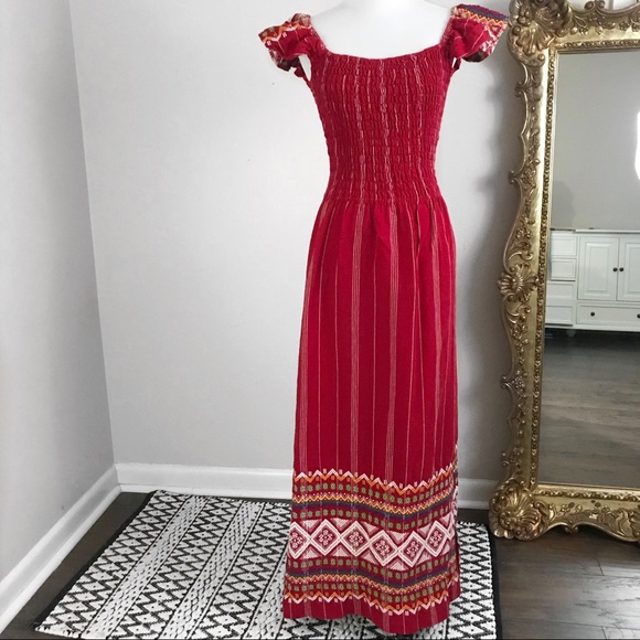 Vintage Dresses & Skirts - Vtg Guatemalan Hand Embroidered Maxi Dress g587